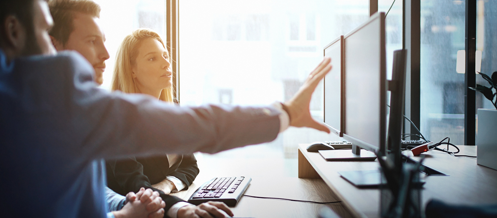 Professionals collaborating in an office